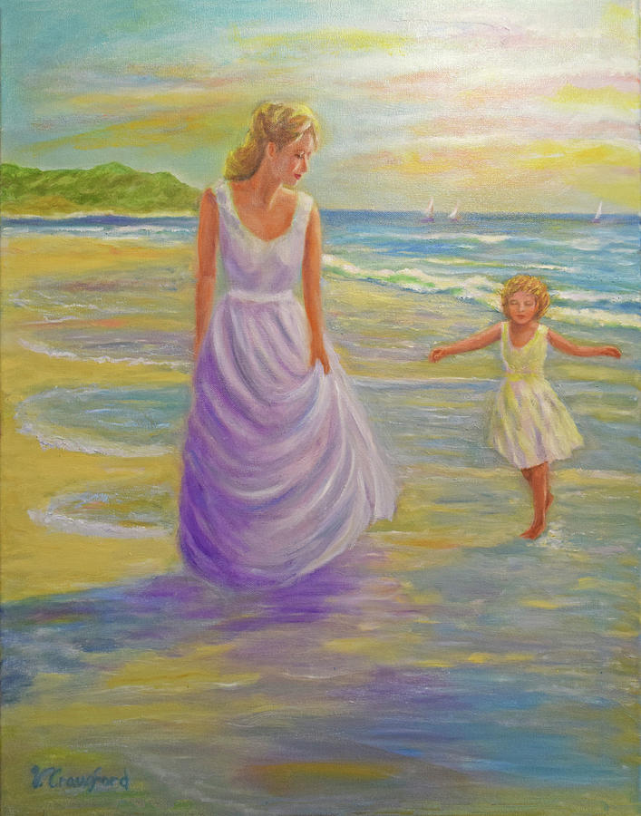 Dancing in the Light by the Sea Painting by Verlaine Crawford