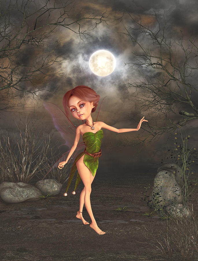 Forest Fairy Digital Art - Dancing in the moonlight by John Junek