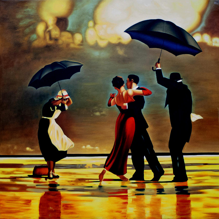 Sunset Painting - Dancing in the rain by Michael Pancito