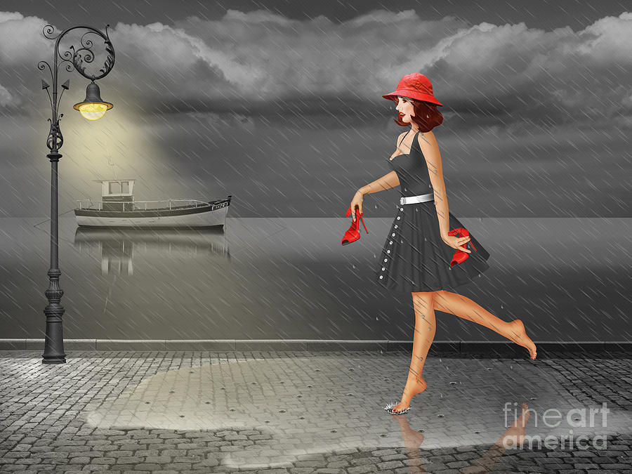 Legs Mixed Media - Dancing in the rain by Monika Juengling Legs Mixed Media - Dancing in the rain by Monika Juengling