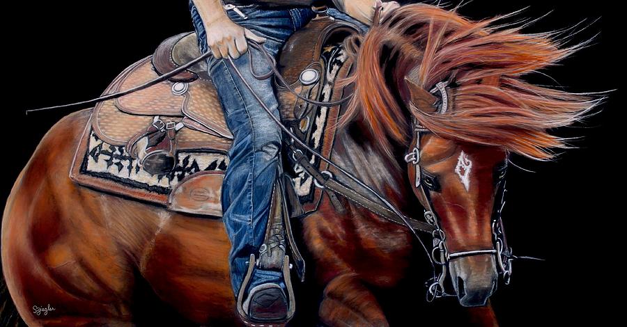 Reining Horse Drawing - Dancing in the Reins by Sue Ziegler
