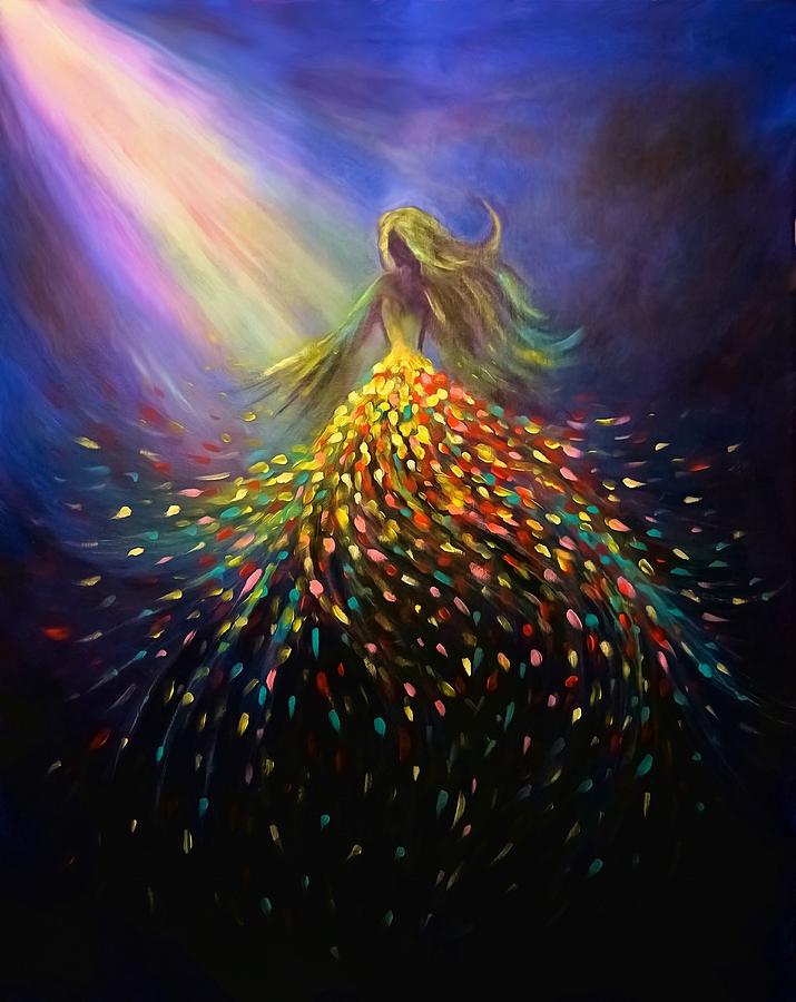 Dancing in the spotlight Painting by Lilia D