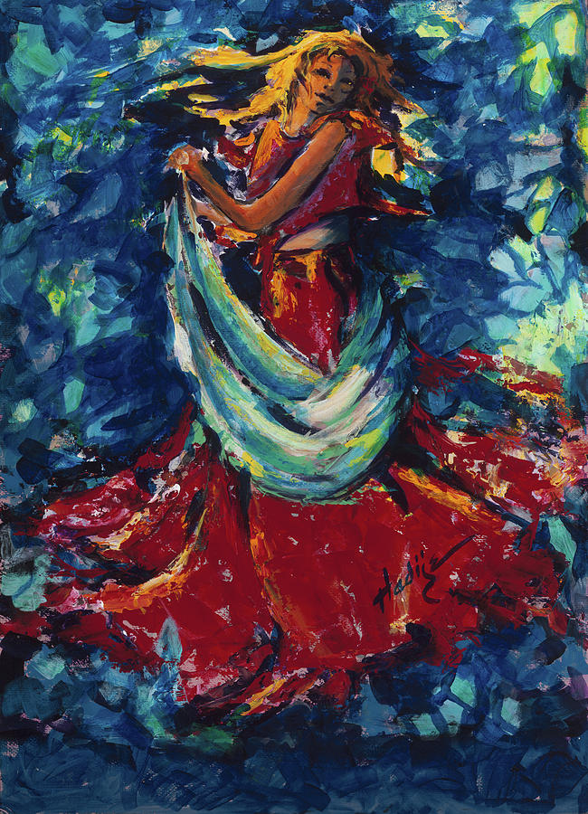 Dancing Lady In Red Painting by Mary DuCharme