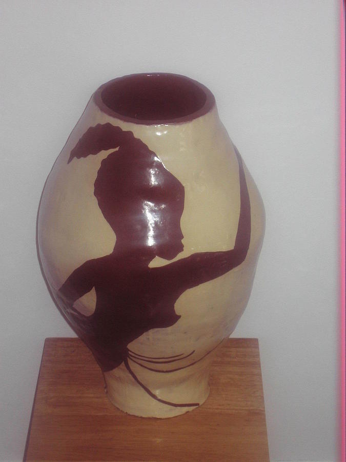 Dancing Lady with Figures - view one Ceramic Art by Gloria Ssali