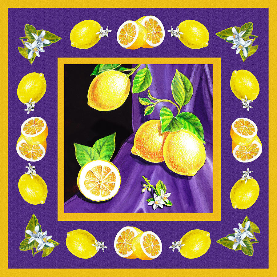 Lemon Painting - Dancing Lemons And Blossoms by Irina Sztukowski
