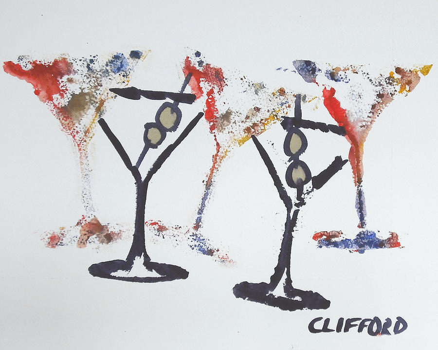 Alcohol Painting - Dancing Martinis by Cory Clifford Alcohol Painting - Dancing Martinis by Cory Clifford