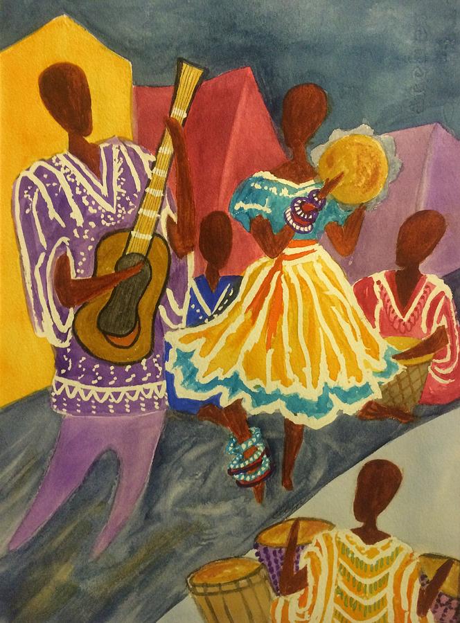Musician Painting - Dancing n Jammin In The Street  Abstract  by Ellen Levinson