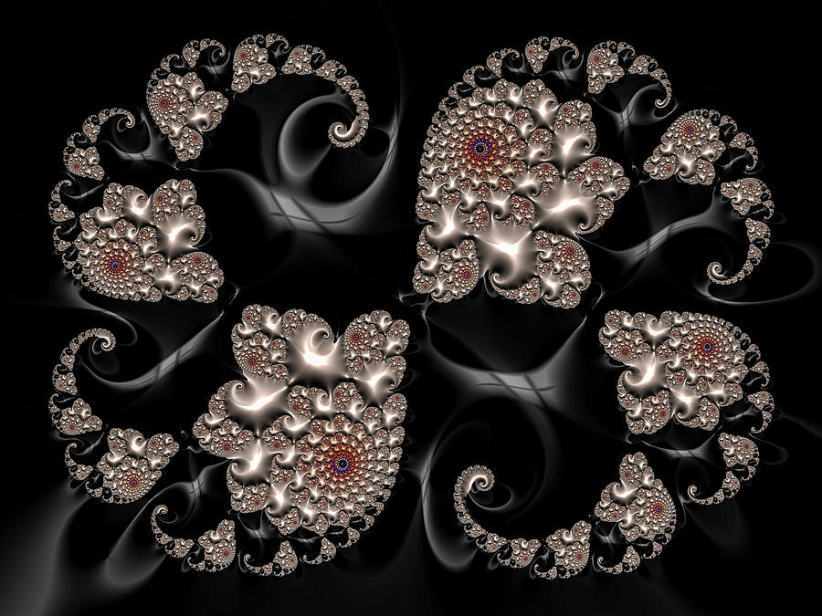 Dancing Octopus Fractals silver gray brown Digital Art by Matthias Hauser