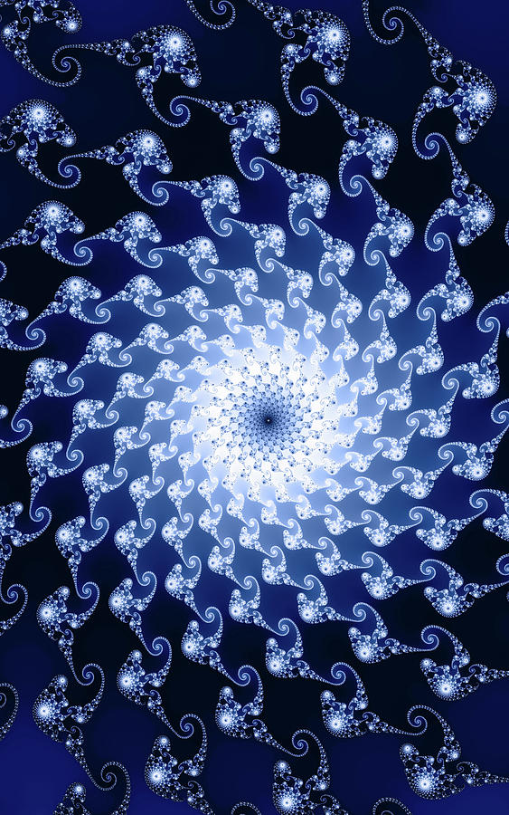 Dancing Octopus Spirals Blue And White Fractal Digital Art By Matthias ...