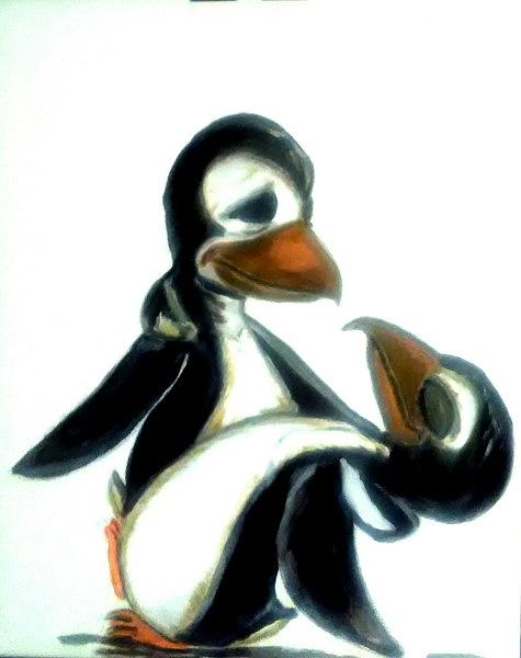 Penguin Painting - Dancing penguins by Brian Brown