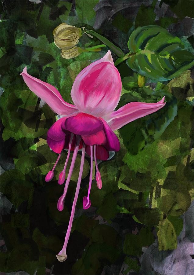 Dancing Pink Fuscia Flower Pink Nature Digital Art by Lorraine Kelly