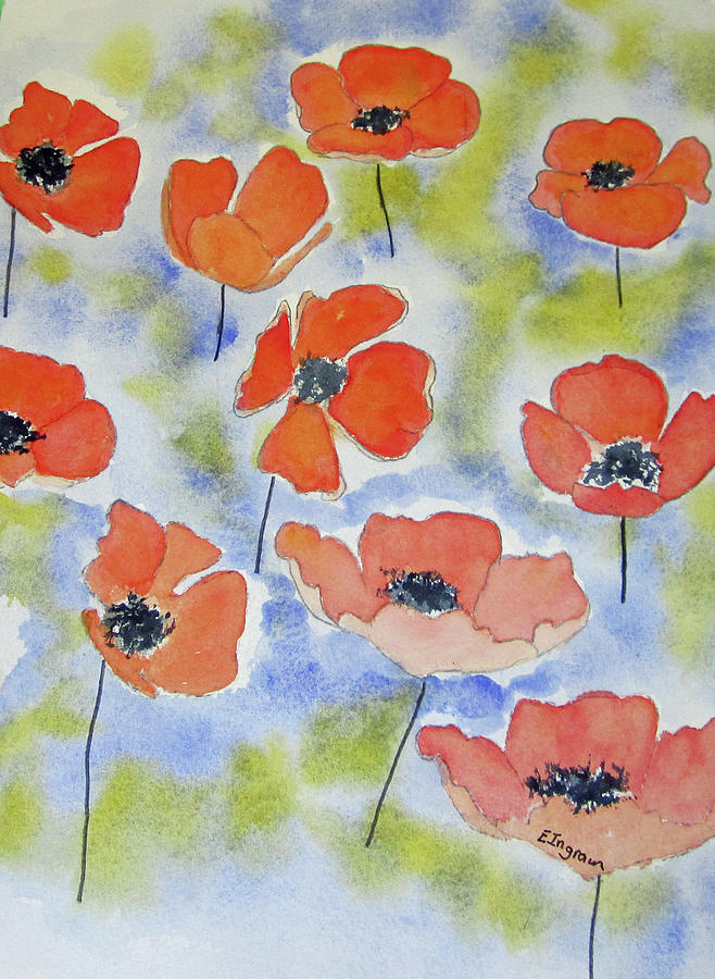 Dancing Poppies Painting by Elvira Ingram