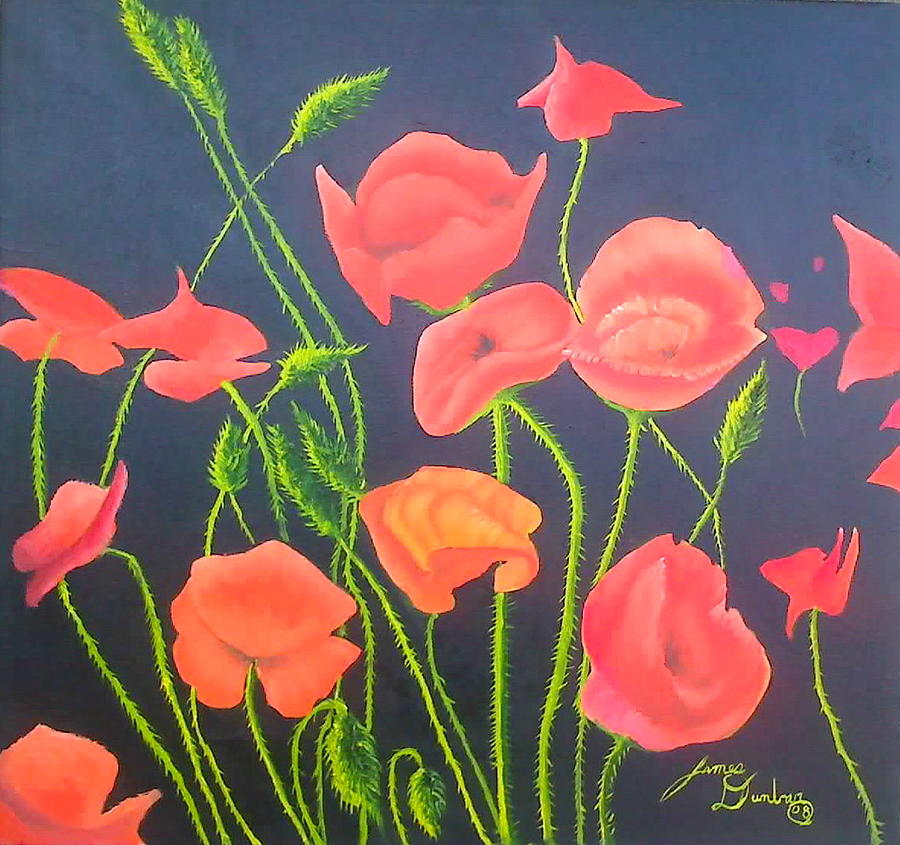 Dancing Red Poppies Painting by James Dunbar