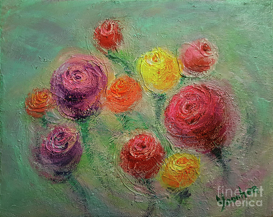 Impressionism Painting - Maybe Dancing Roses by Yoonhee Ko