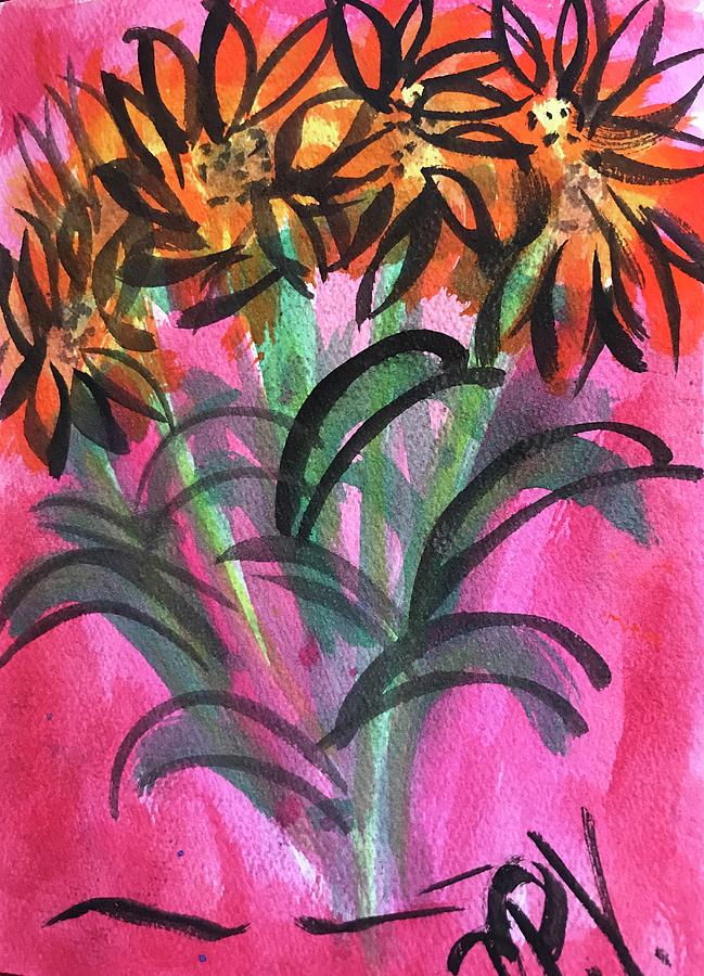 Dancing Sunflowers  Painting by Dottie Visker