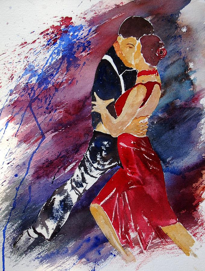 Tango Painting - Dancing tango by Pol Ledent