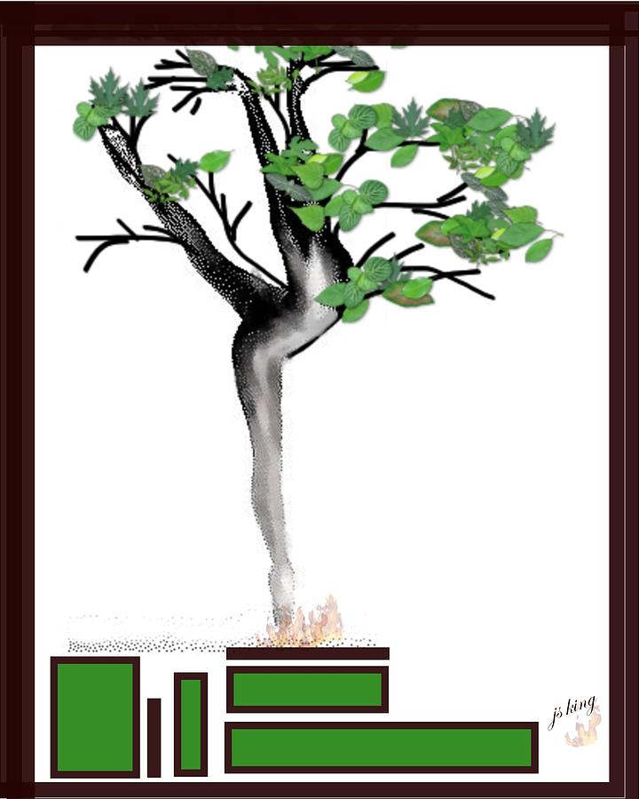Abstract Digital Art - Dancing Tree by Jacquie King