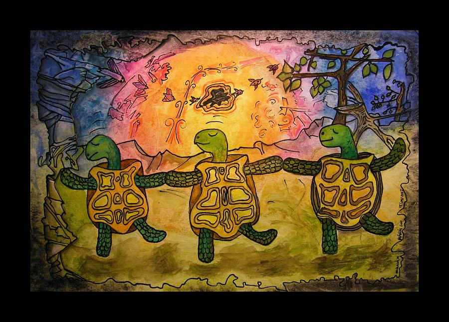Dancing Turtles Painting by Mimulux Patricia No