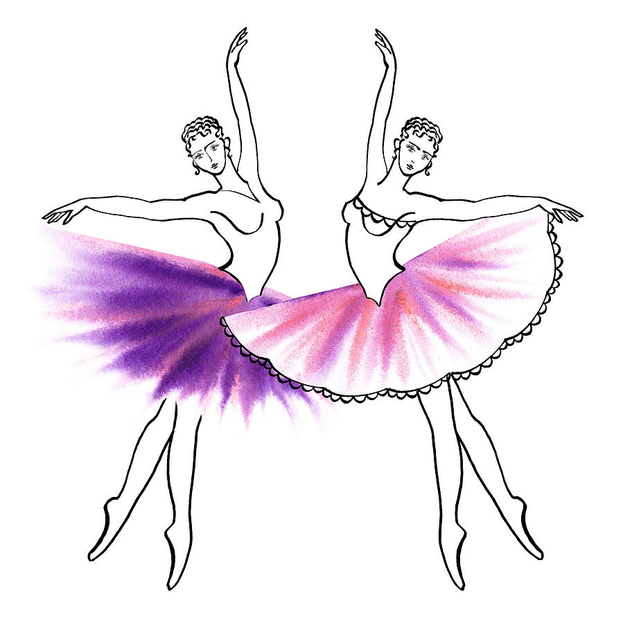 Dancing Tutus in Purple and Pink Painting by Irina Sztukowski