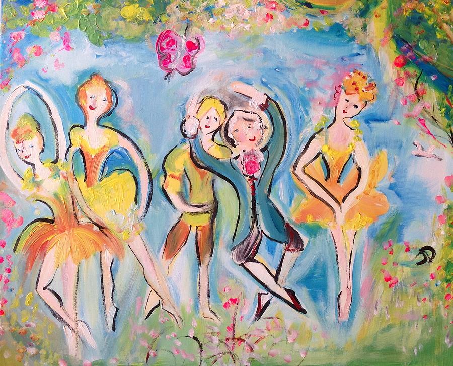 Dancing with sunflowers  Painting by Judith Desrosiers