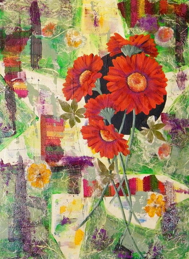 Abstract Painting - Dancing with the Daisies II by Terry Honstead
