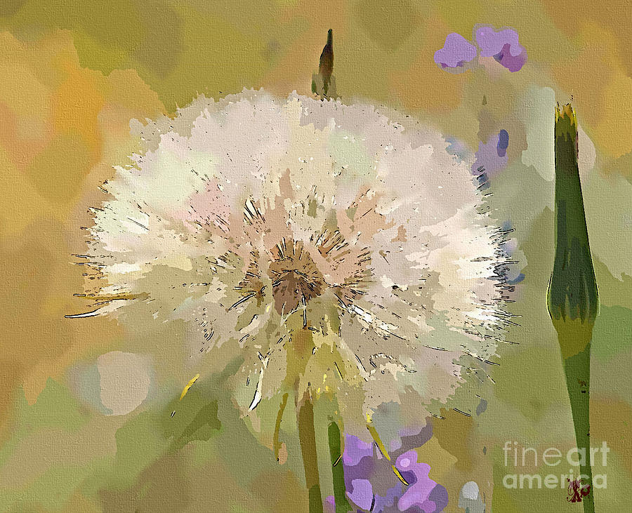 Dandelion Floral Art Print Mixed Media by Sophie Devaro - Pixels