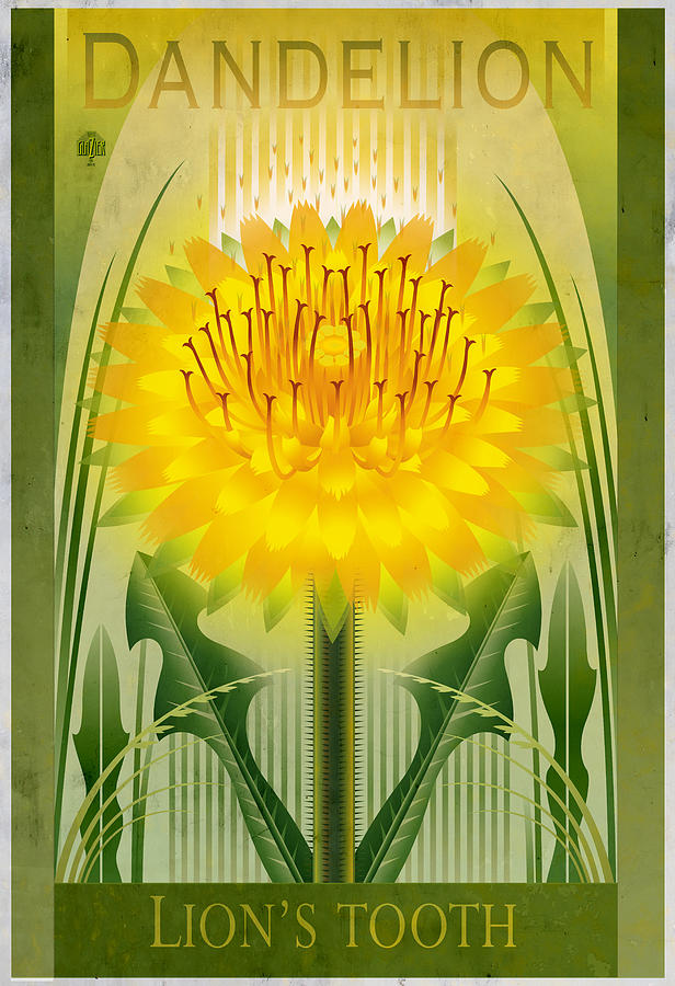 Dandelion Floral Poster Variant  Painting by Garth Glazier