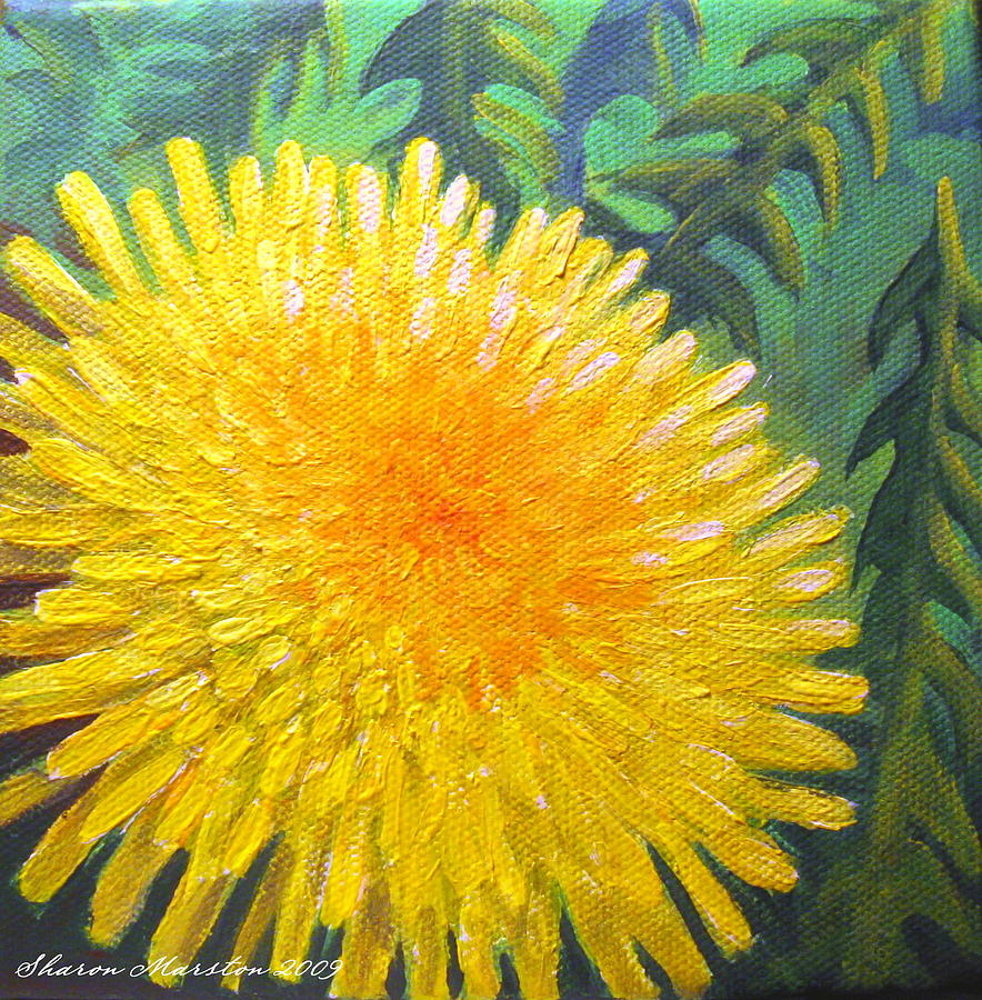 Flowers Still Life Painting - Dandelion by Sharon Marcella Marston