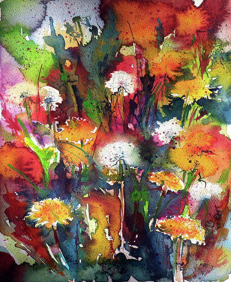 Spring Painting - Dandelions by Kovacs Anna Brigitta