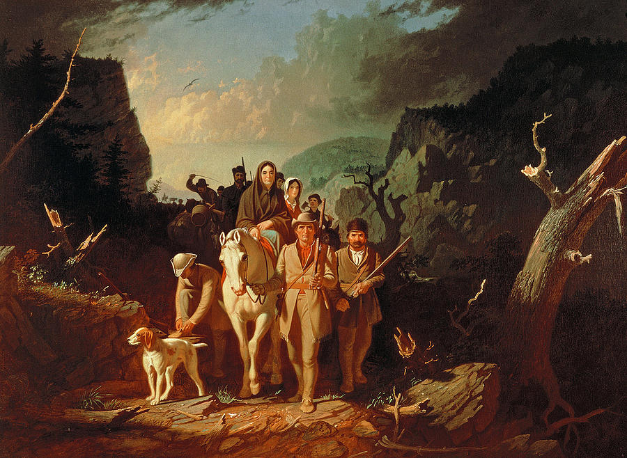 Daniel Boone escorting settlers through the Cumberland Gap Painting by George Caleb Bingham