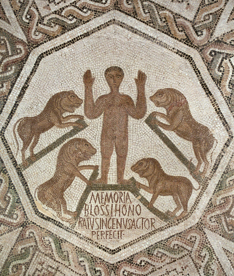 Daniel in the Lions Den Photograph by Roman School