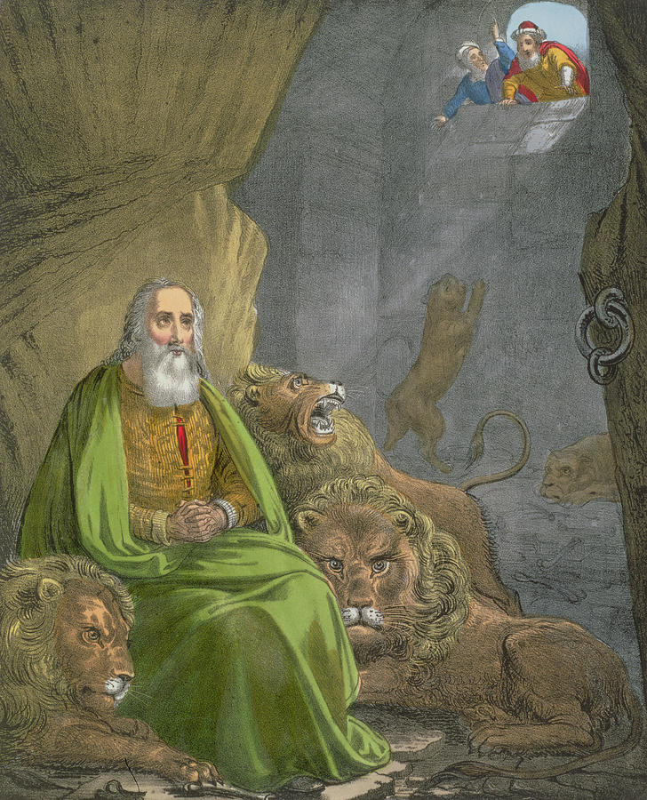Lion Painting - Daniel in the Lions Den by Siegfried Detler Bendixen