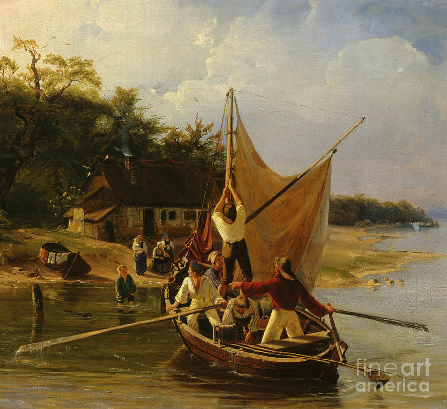 Danish fishermens homecoming Painting by Adolph Tidemand