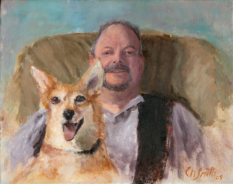 Portrait Painting - Dans Best Friend by Chris Neil Smith