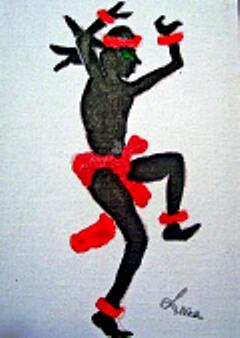 Danseur Solitaire Rouge Mixed Media by Lorna Lorraine