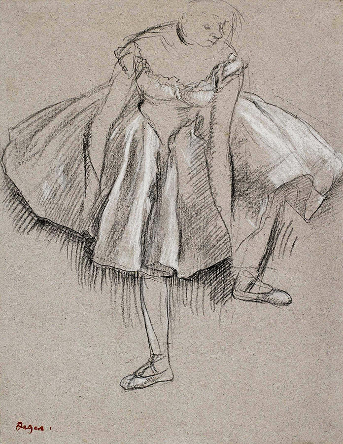 Ballet Pastel - Danseuse rajustant son chausson  by Edgar Degas
