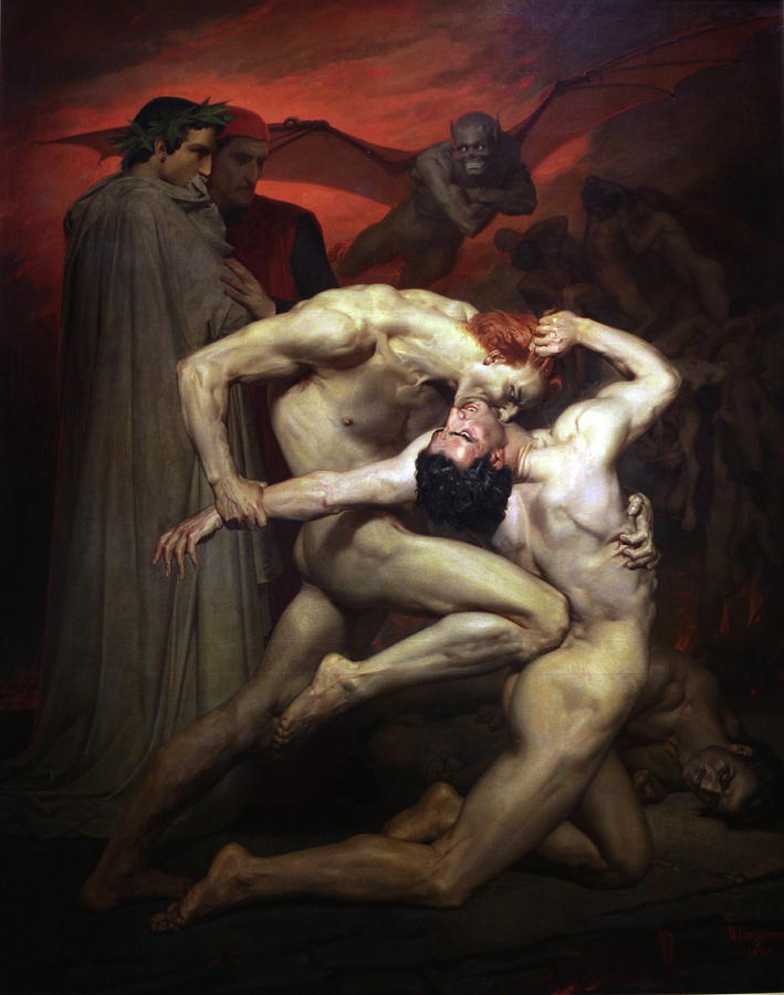 Dante and Virgil, 1850 Painting by Vincent Monozlay