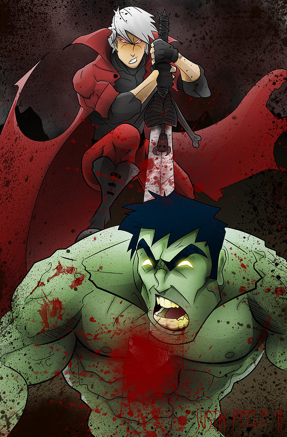 Dante Digital Art - Dante vs. The Hulk by Justin Peele
