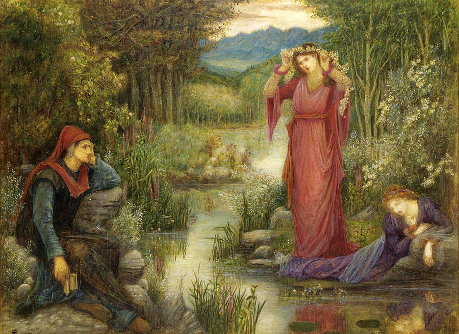 Dantes Vision of Leah and Rachel Drawing by Marie Spartali Stillman