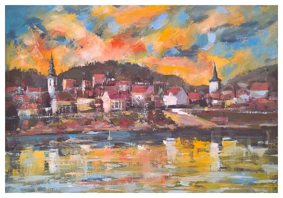 Danube city view Painting by Lorand Sipos