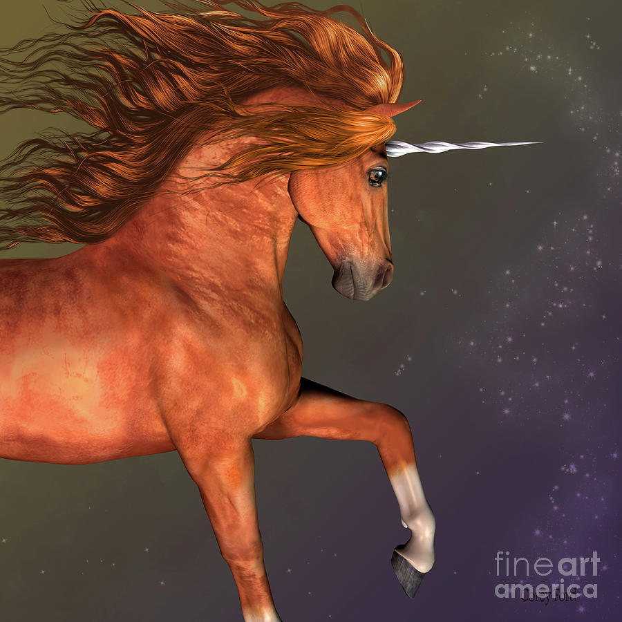 Unicorn Digital Art - Dapple Chestnut Unicorn by Corey Ford