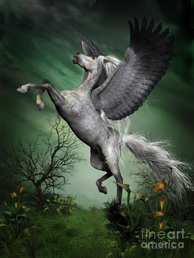 Dapple Grey Pegasus Painting by Corey Ford