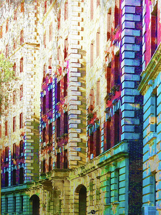Graph New York Buildings Townhouses Mixed Media by Tony Rubino