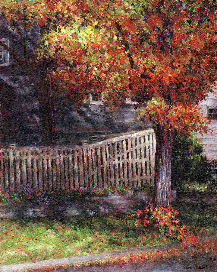 Dappled Fence Painting by Susan Savad