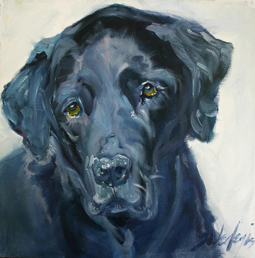 Darcy The Face Of Labrador Rescue Scotland Painting by Sheila Wedegis