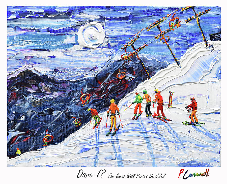 Morzine Vintage Ski Poster Painting by Pete Caswell