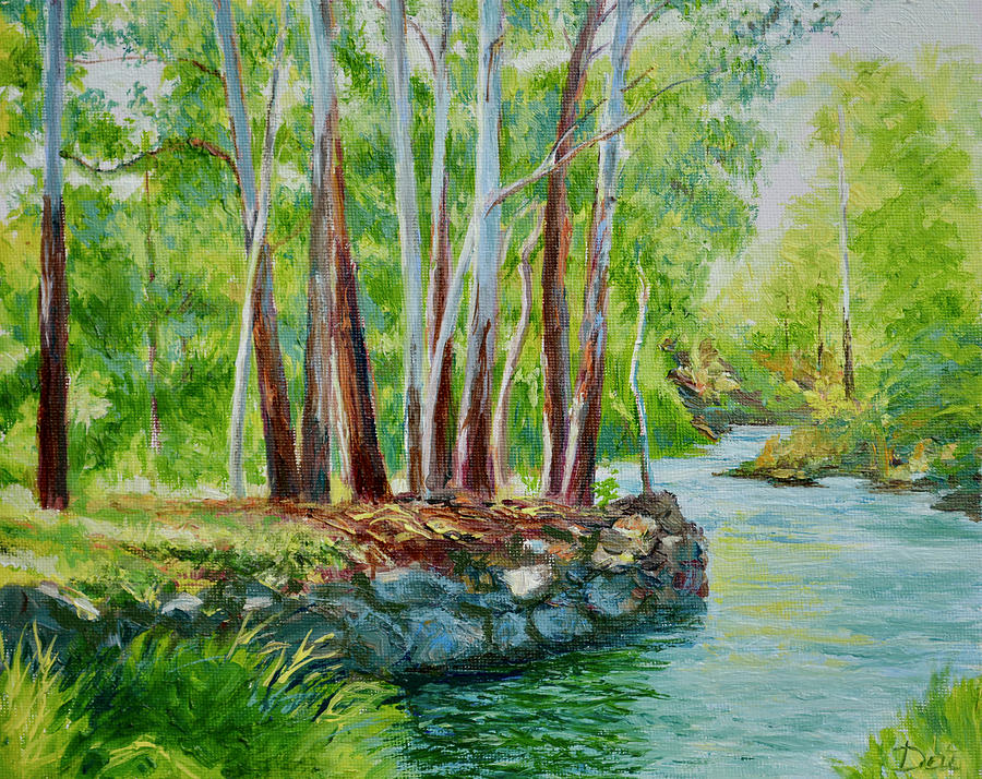 Darebin Creek in Flood Painting by Dai Wynn