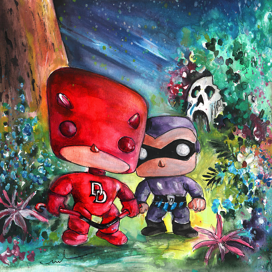 Funkos Daredevil And The Phantom In The Jungle Painting by Miki De Goodaboom