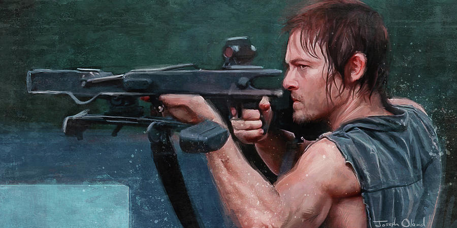 Book Painting - Darily Dixon And Crossbow - The Walking Dead by Joseph Oland