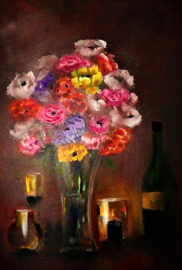 Dark And Dramatic Bouquet By Lisa Kaiser Digital Art by Lisa Kaiser